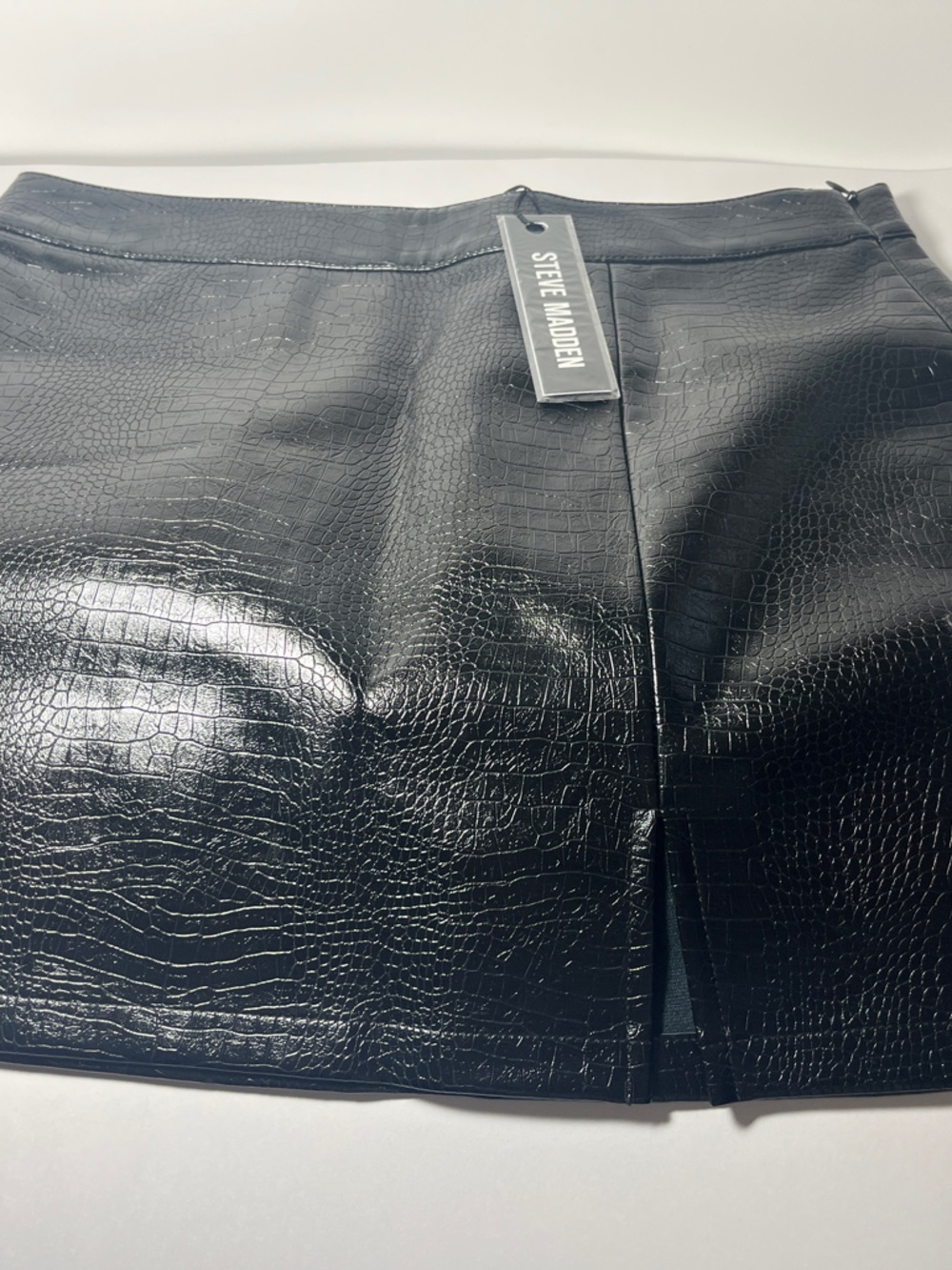 Steve Madden Black Faux Croc Mini Skort